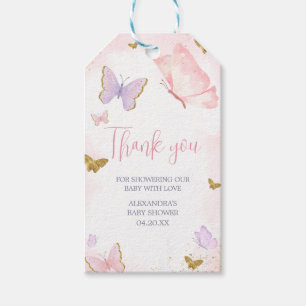 Pink Gold Butterfly Spring Favour Tags