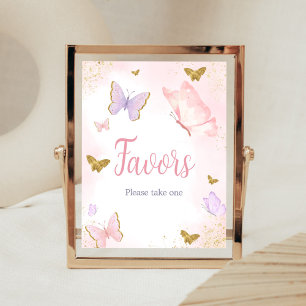 Pink Gold Butterfly Spring Favours Poster