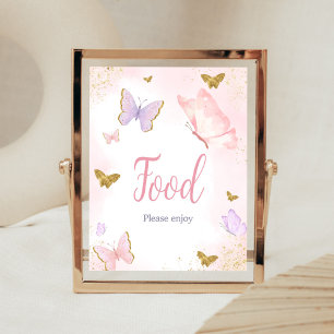 Pink Gold Butterfly Spring Food Poster
