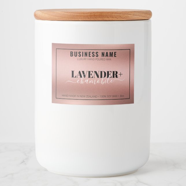 Pink Gold Candle Label, Candle Sticker, Printable  Food Label (Front)