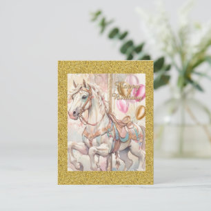 Pink & Gold Carousel Party Digital Download Invite