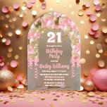 Pink Gold Celebration Balloons 21st Birthday Party Acrylic Invitations<br><div class="desc">Celebrate in style with this vibrant and eye-catching 21st birthday party invitation, featuring a stunning cascading balloon arch design in shades of pink and gold, and accented with white. The bold '21' at the centre adds a playful yet chic touch, perfectly setting the tone for a memorable celebration. The design...</div>