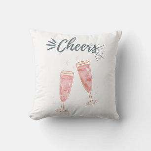 Pink gold cheers Champagne Throw Pillow