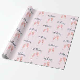 Pink gold cheers champagne  wrapping paper
