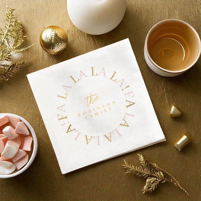 Pink Gold Christmas Fa La La ID1009 Napkin (Creator Uploaded)