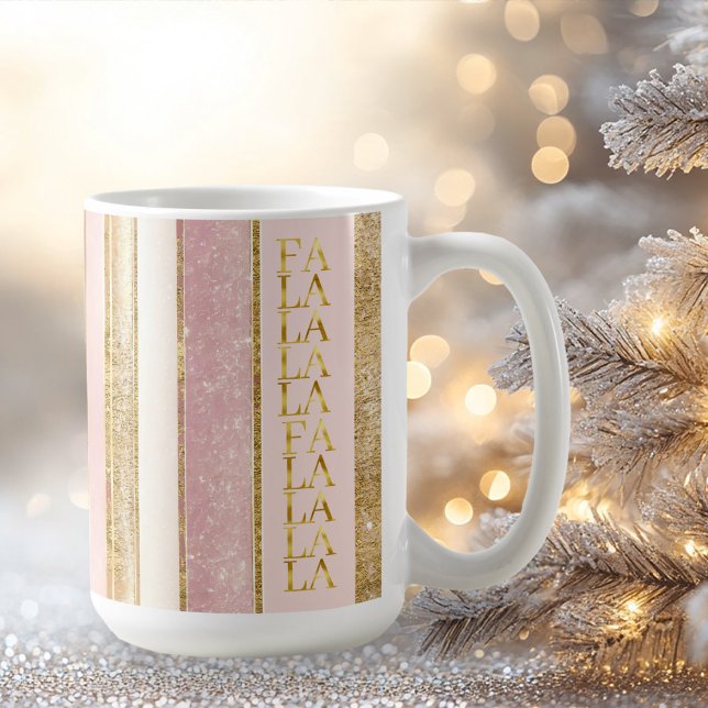 Pink Gold Christmas Fa La La Pattern#27 ID1009 Coffee Mug (Creator Uploaded)