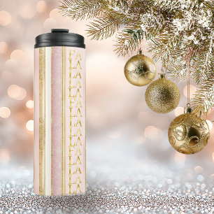 Pink Gold Christmas Fa La La Pattern#27 ID1009 Thermal Tumbler