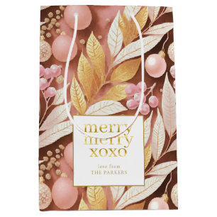 Pink Gold Christmas Merry Pattern#22 ID1009 Medium Gift Bag