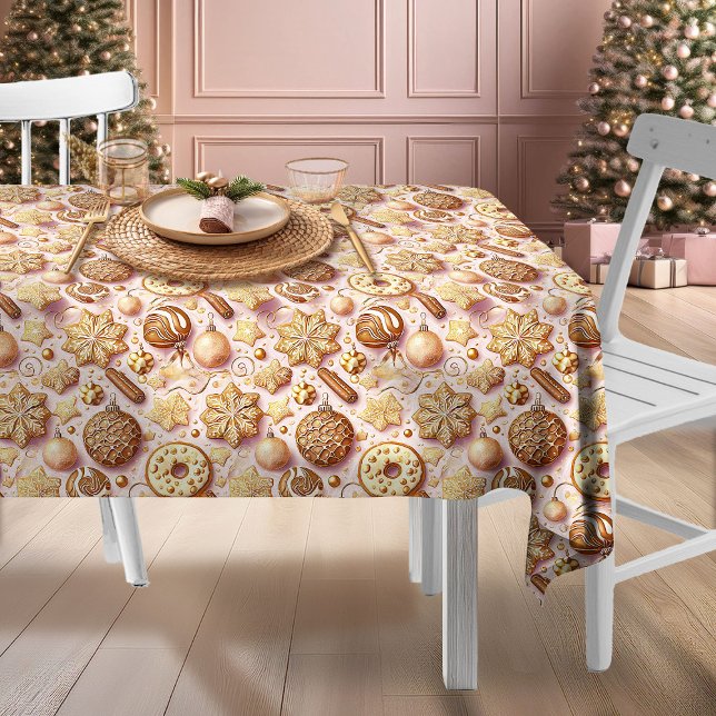 Pink Gold Christmas Pattern#12 ID1009 Tablecloth (Creator Uploaded)