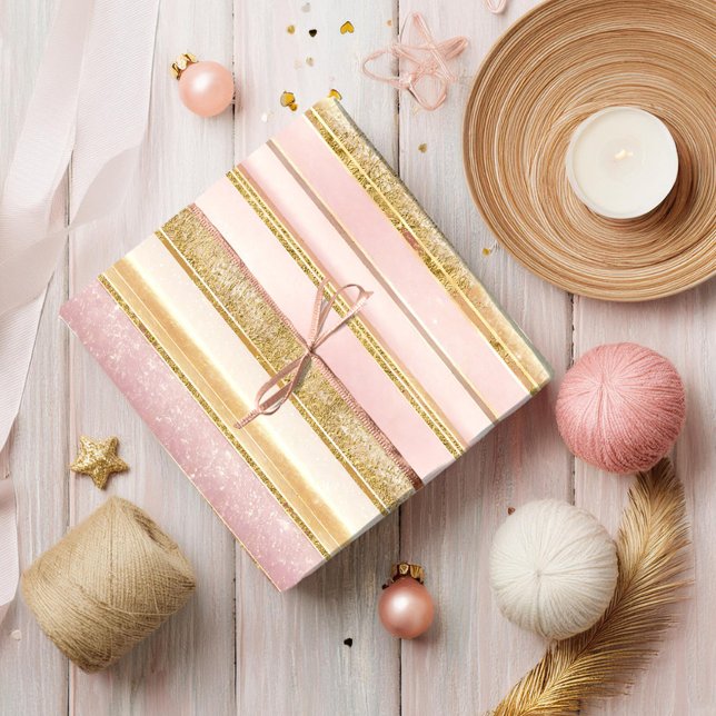 Pink Gold Christmas Pattern#27 ID1009 Wrapping Paper (Creator Uploaded)