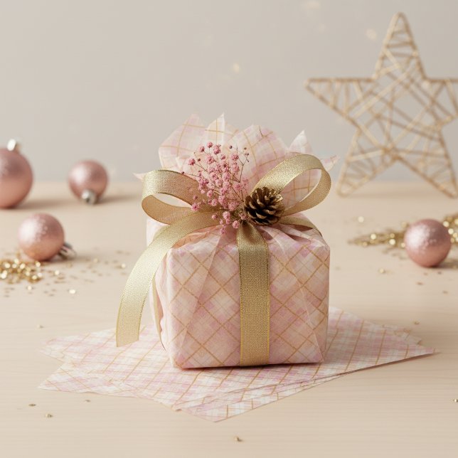 Pink Gold Christmas Pattern#28 ID1009 Tissue Paper (Creator Uploaded)