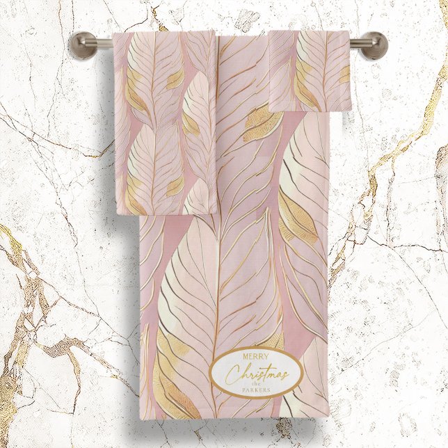 Pink Gold Christmas Pattern#29 ID1009 Bath Towel Set (Creator Uploaded)