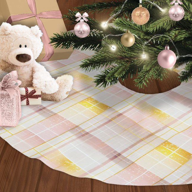 Pink Gold Christmas Pattern#7 ID1009 Brushed Polyester Tree Skirt (Creator Uploaded)