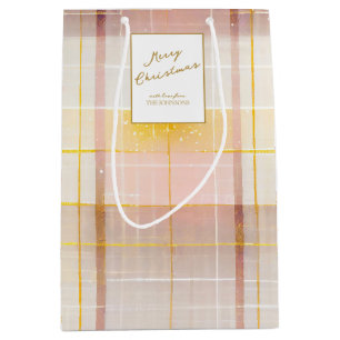 Pink Gold Christmas Pattern#7 ID1009 Medium Gift Bag