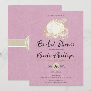 Pink Gold Cinderella Carriage Bridal Shower  Invitation