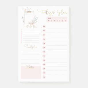 Pink Gold Clipboard Daily Planning To Do List  Post-it Notes