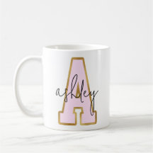 Pink Gold College Varsity Letter Monogram A