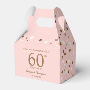 Pink Gold Confetti 60th birthday Custom Favor Box