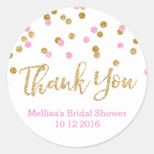 Pink Gold Confetti Bridal Shower Favour Tags