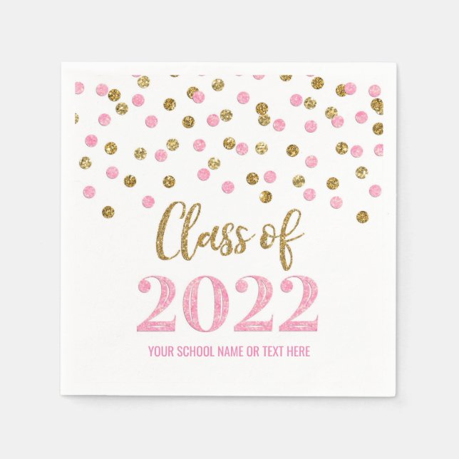 Pink Gold Confetti Class of 2022 Napkin (Front)