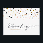 Pink & Gold Confetti Dots Thank You Postcard<br><div class="desc">Confetti Dots Thank You Postcard 
  Stylish and unique postcard featuring blush,  gold and dark purple confetti dots. Matching items and other colours are available.</div>