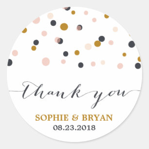 Pink & Gold Confetti Dots Thank You Sticker