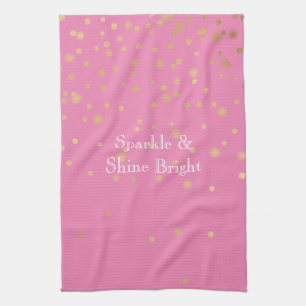 Pink Gold Confetti Kitchen Towel