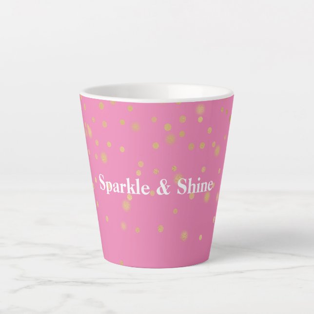 Pink Gold Confetti Latte Mug (Front)