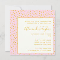 Pink Gold Confetti Polka Dots Graduation Party