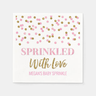 Pink Gold Confetti Sprinkled with Love Napkin
