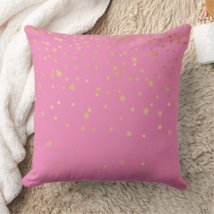 Pink Gold Confetti Throw Pillow
