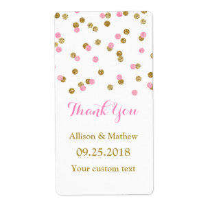 Pink Gold Confetti Wedding Labels