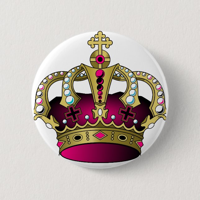 Pink & Gold Crown 2 Inch Round Button (Front)