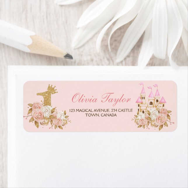 Pink Gold Crown Castle Princess 1er anniversaire (En situation)