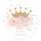Pink Gold Crown Princess Floral Birthday Baby Girl