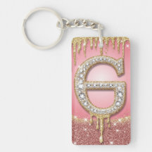 Pink Gold Diamond Letter G Initial Gift For Her