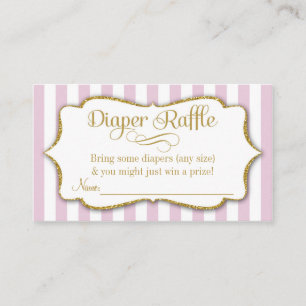 Pink Gold Diaper Raffle Cards Girl Baby Shower