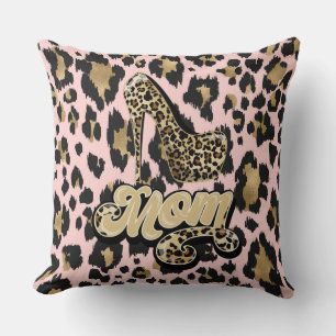 Pink Gold Diva Mom Animal Print Reversible Pillow