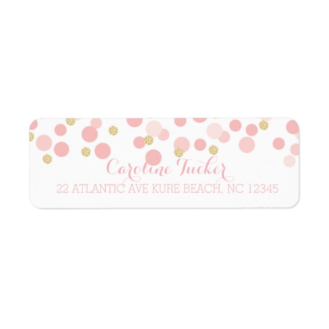 Pink Gold Dots Baby Shower Address Label (Front)