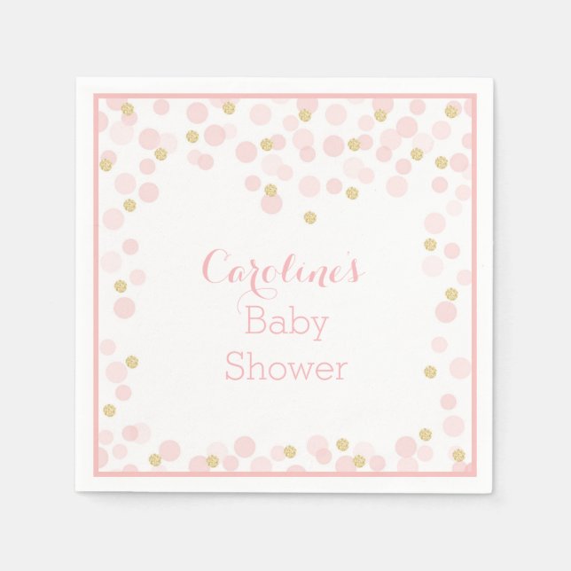 Pink Gold Dots Baby Shower Napkin (Front)