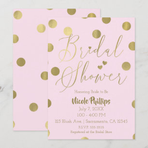 Pink & Gold Dots Modern Glam Bridal Shower Invitation