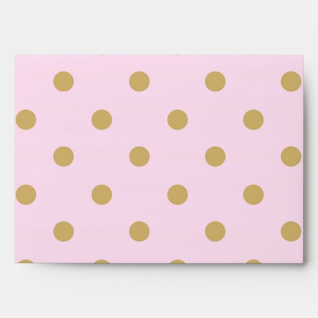 Pink & Gold Dots Royal Crown Princess Envelopes (Front)