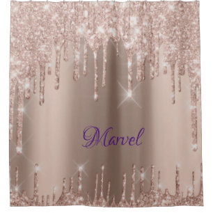Pink Gold Dripping Marvel Shower Curtain