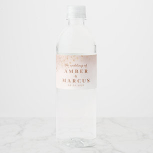Pink Gold Elegant Wedding Water Bottle Label