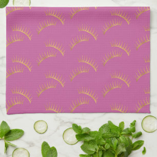 Pink Gold Eyelashes Kitchen Towel