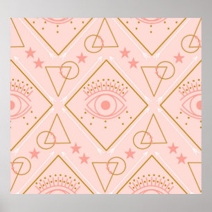 Pink Gold Eyes: Geometric Seamless Design Poster