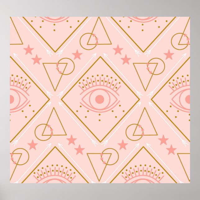 Pink Gold Eyes: Geometric Seamless Design Poster (Front)