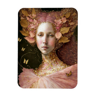 Pink Gold Fairy Fae Woman Fantasy Art Magnet
