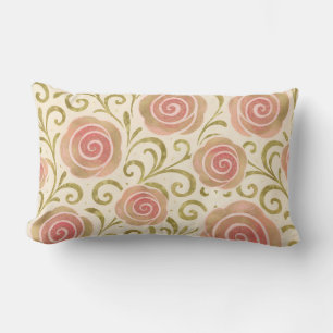 Pink & Gold Fairy Tale Storybook Princess Roses Lumbar Pillow