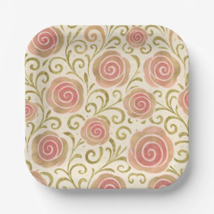 Pink & Gold Fairy Tale Storybook Princess Roses Paper Plate